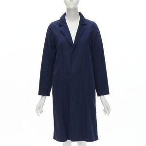 ZUCCA navy blue cotton linen green zipper over coat S